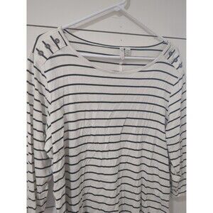 Cato women's 18/20 black and white striped t-shirt button detail spring summer